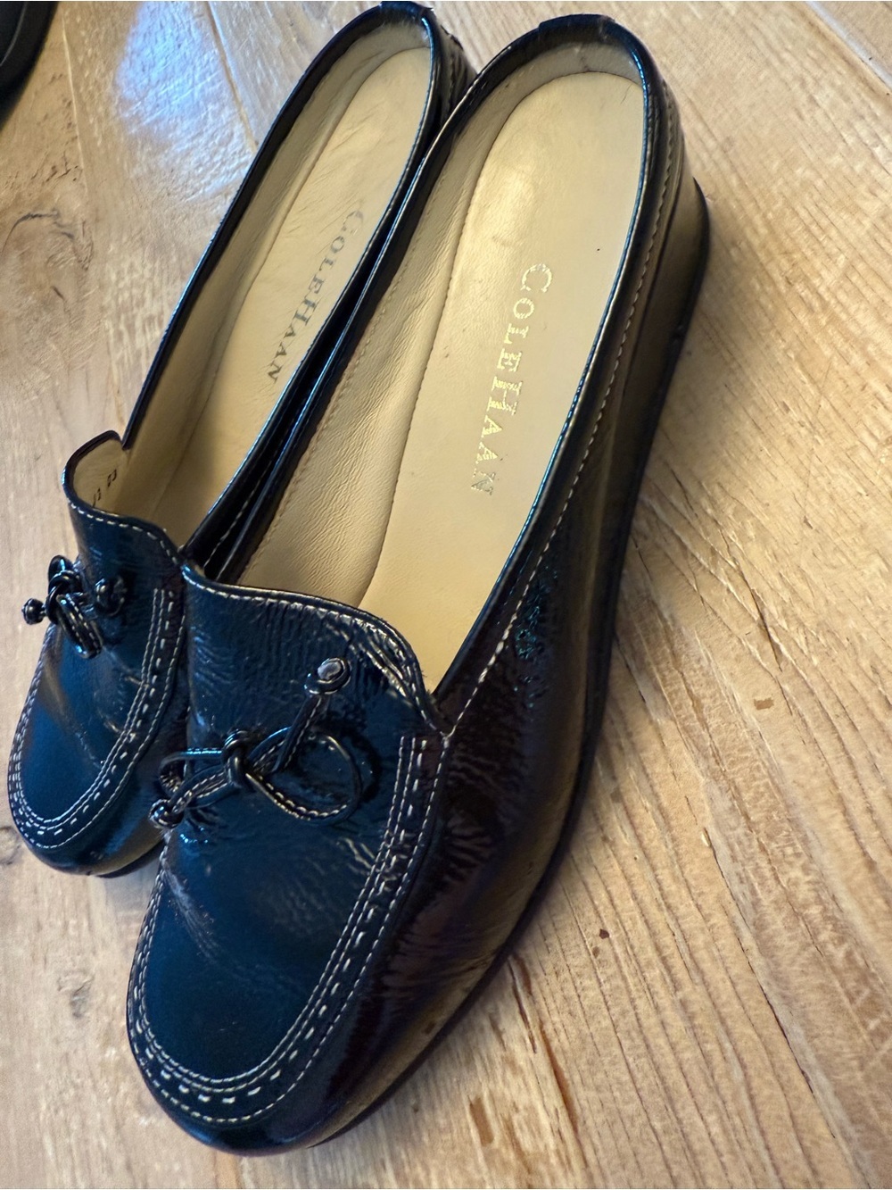 Cole Haan Black Patent Leather Tassel Slip-Ons 6 - Picture 3 of 6